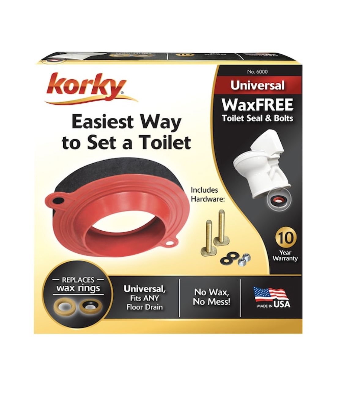New In Box Korky Wax Free Toilet Seal Kit