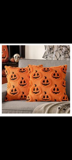 2 pack Halloween Fall Pumpkin Throw Pillow Covers 18x18 Orange-Black
Decorative