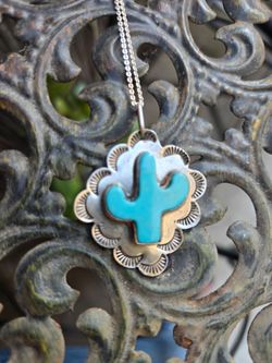 Sterling 925 turqouiae pendant & Silver chain Walter Stone & Veronica yellow horse Culver City area