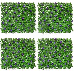Betterhood Expandable Fence Privacy Screen, 4 Pack Decorative Faux Ivy Greenery Fencing Panel for Balcony Patio Outdoor, Artificial Hedges Screen, Pur
