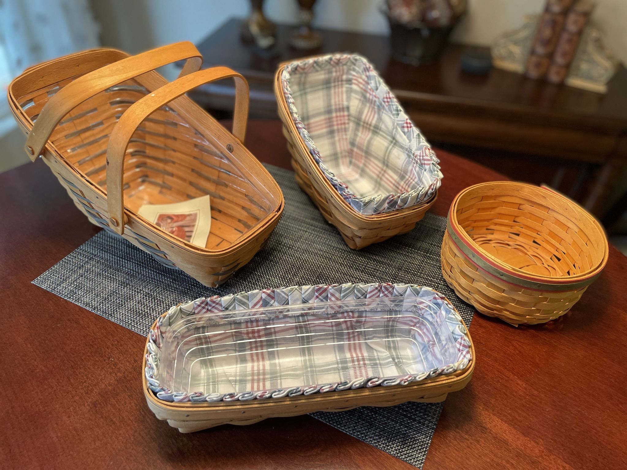 Collectible Handcrafted Longaberger Basket’s, Liners and Protectors