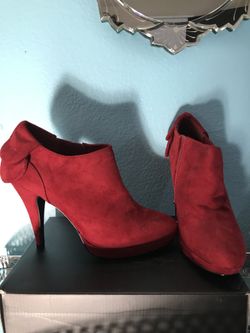 Red high heel boots