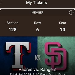 Padres vs Rangers - JULY 4TH