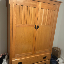Solid Wood Oak Armoire / Wardrobe – Great Condition