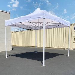 New $99 Heavy-Duty 10x10 FT Outdoor Ez Pop Up Canopy Party Tent Instant Shades w/ Carry Bag (White/Blue)