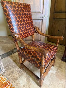 Leather Diamond Patterned Accent Arm Chairs (2)