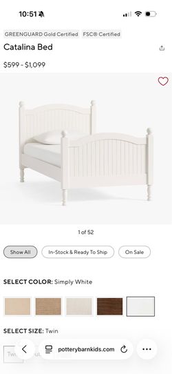 Pottery barn Catalina twin bed w/mattress