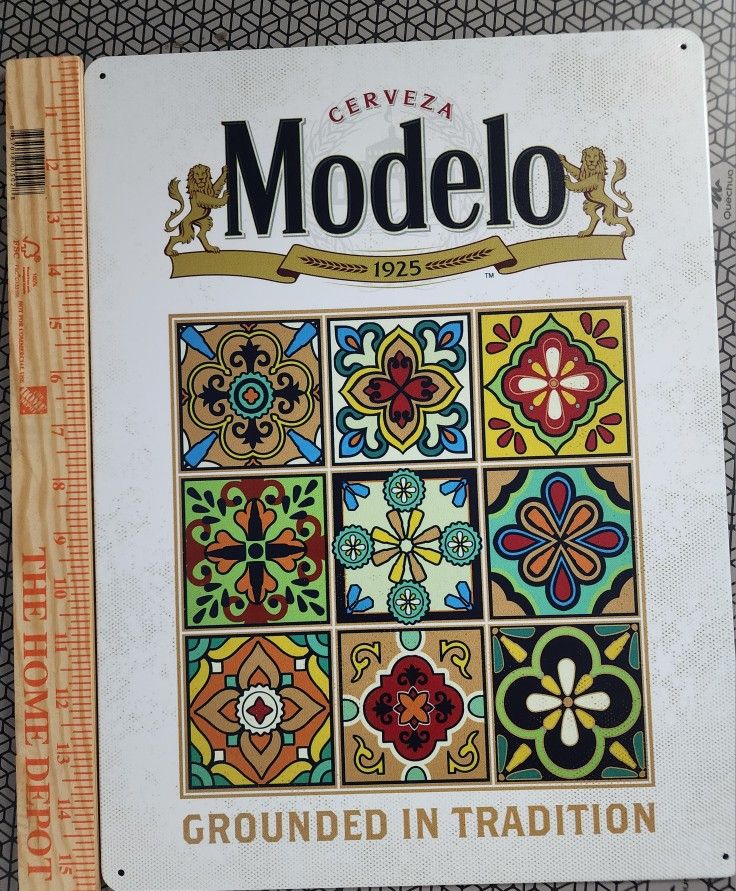 16x12 Modelo Beer Talavera Metal Bar Sign