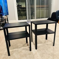 2 Black Metal Bedside Tables