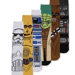 Star Wars Mens casual Crew Socks, 6-Pack. Fit shoes size 8-12.   (Z)