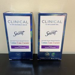 2pack Secret Clinical Strength Invisible Solid Antiperspirant and Deodorant for Women, Clean Lavender, 1.6 oz