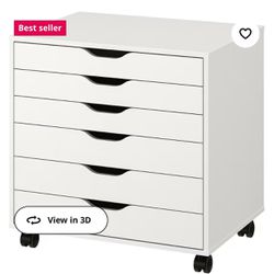 IKEA ALEX Drawer unit on casters, white, 26 3/8x26 "