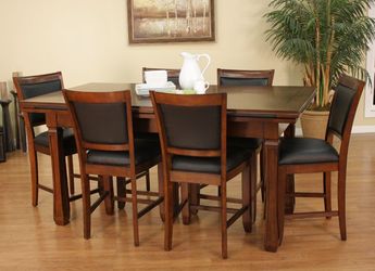American Heritage 3-in-1 Casino Dining Table Set (Poker / Craps / Dining) + 6 Chairs & Chips