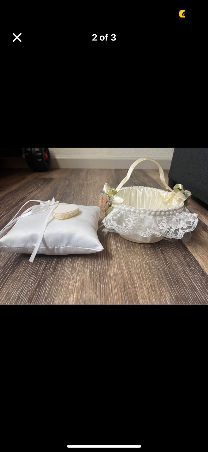 Ring bearer pillow and flower girl basket