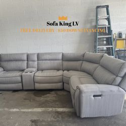 Free Delivery* Like New Gray Suede Sectional Sofa with Recliners!