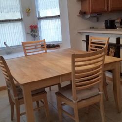 Solid Wood Dining Table With 4 Chairs
