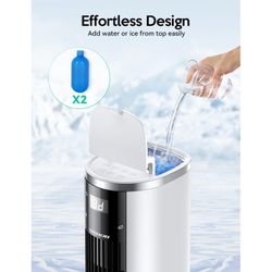 VAGKRI Evaporative Air Cooler, 80° Oscillation Swamp Cooler with Ice Packs, Air Cooler with Remote Control, 24H Timer, 3 Wind Speeds & 4 Modes for Ind