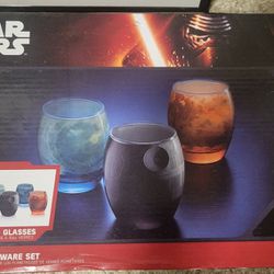 Disney Star Wars Planetary Glassware Set of 6 10oz Bar Glasses Cups, 2015 NEW