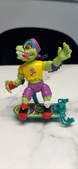 Vintage 1990 TMNT Mondo Gecko COMPLETE w/ Skateboard Playmates Ninja Turtles