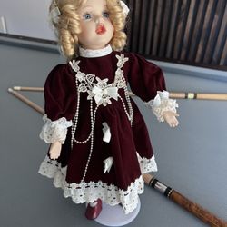 Porcelain Doll With Music Box And Movement 