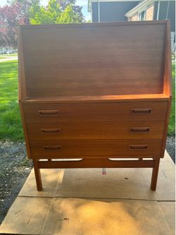 Mid Century Danish Teak Drylund Secretary Desk