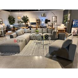 6-piece Upholstered Modular Sectional Grey