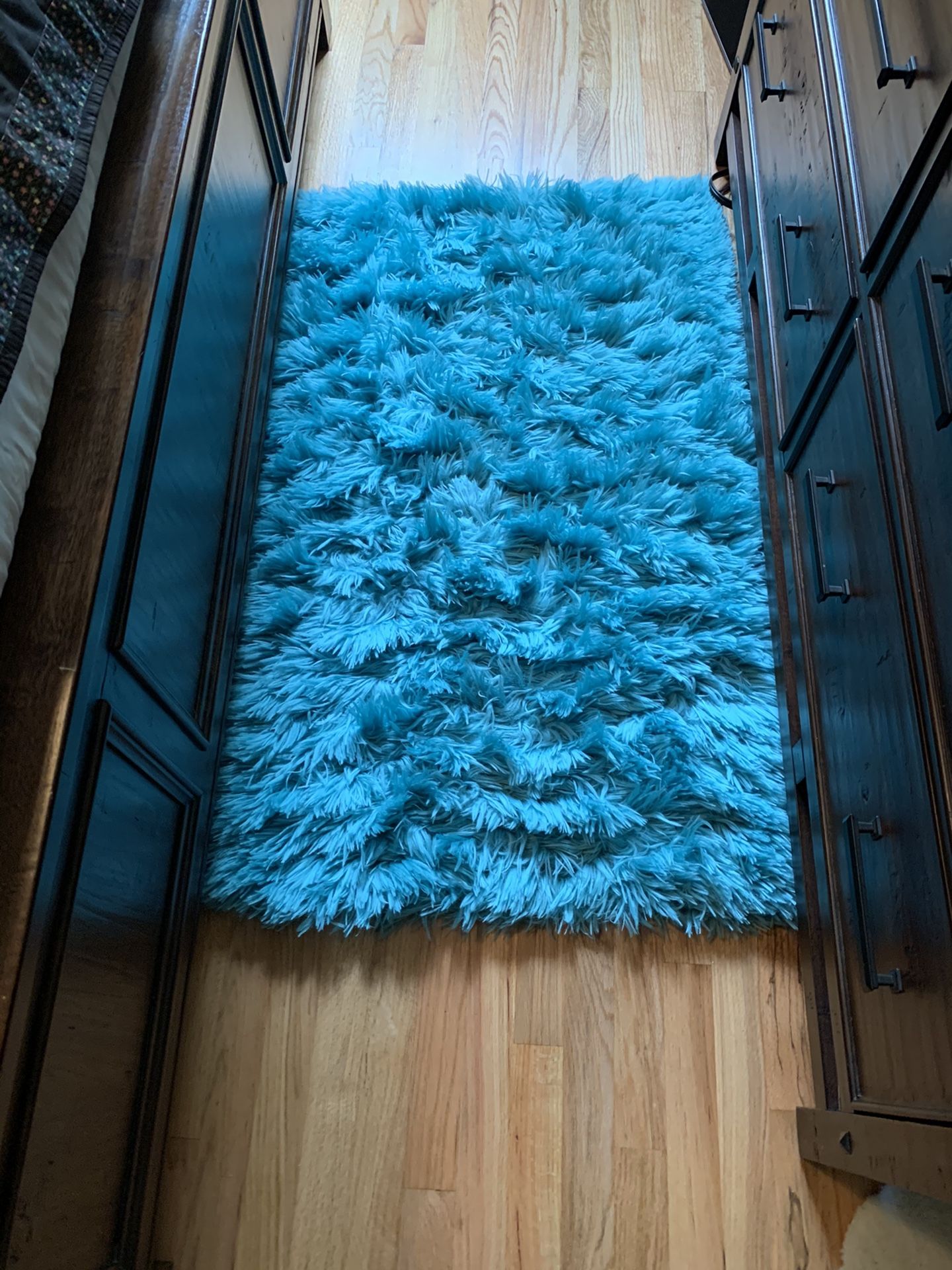 3x5 soft shag turquoise rugs (3)