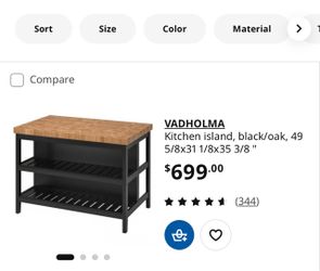 IKEA VADHOLMA Kitchen Island Black/Oak