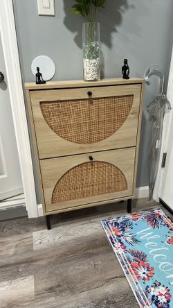 Rattan Shoe Storage Cabinet