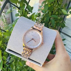 Michael Kors Lexington Three-Hand Rose Gold-Tone Stainless Steel Watch