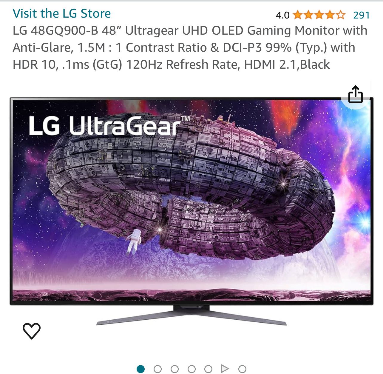 LG 48” Ultragear 4K 120 Hz Oled Gaming Monitor 