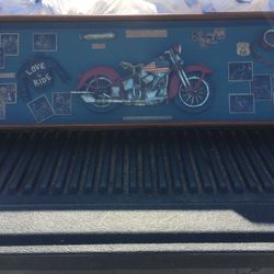 Vintage motorcycle shadow box 41” long