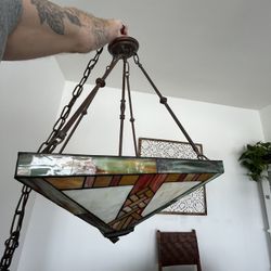 Antique Stained Glass Pendant Lamp