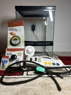 Zilla 11 Gallon Glass Tropical Vertical Habitat Starter Kit for Small Tree Dwelling Reptiles & Amphibians