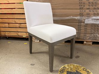 RESTORATION HARDWARE Morgan White Fabric & Grey Oak Leg Side Chair