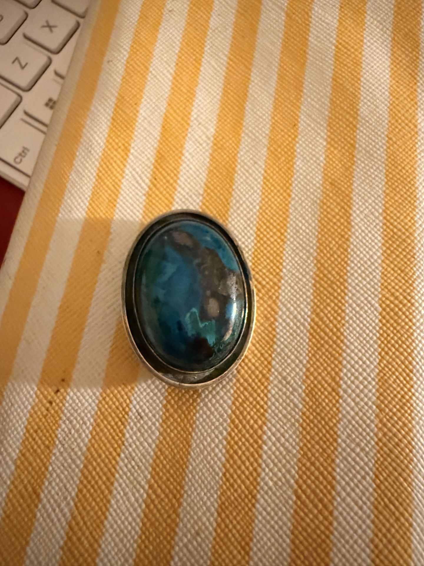 Antique Native American Bieber Turquoise Pin. Sterling Silver.