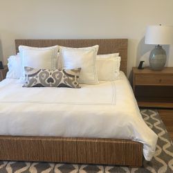 Modern Woven King Bed Frame – Like New