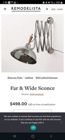 2 Mid Century Style Wall Mounted Scissor Lamp