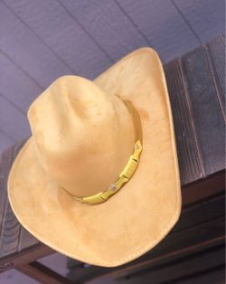 Tan Suede Cowboy  with Gold Band