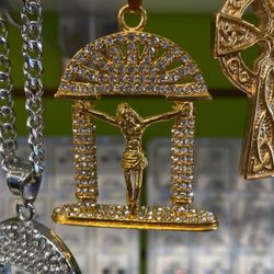 Stainless Steel 24” Franco Chain & Iced out Charm Set