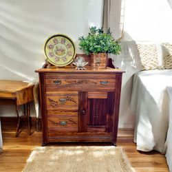 Antique Circa 1800 Through 1890’s Eastlake Victoria Style Dry Sink : Night Stand, Side Table, Display Table, Storage