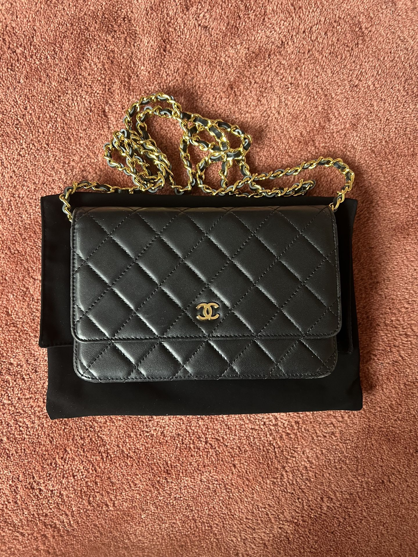 Black Chanel Wallet On The Chain With Gold Hardware 