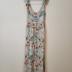 Olive Green Floral Summer Dress