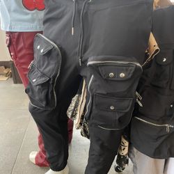 Men’s Black Cargo Jogger Pants Sizes Small To XXL 