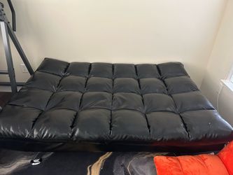 Black Faux Leather Tufted Futon