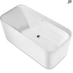 Streamline 28.3-in × 59.1-in Glossy White Acrylic Oval Freestanding Soaking Bathtub Drain