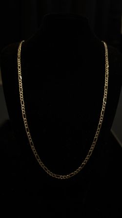 14k Gold Diamond Cut Figaro Chain