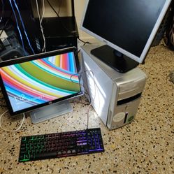 Two Computer Screen Dell And Hp