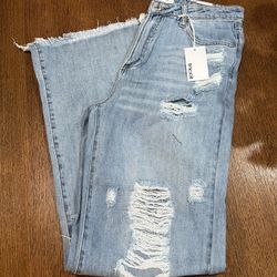 Tricot Ripped Flare Jeans 