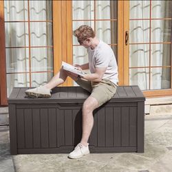 OUTDOOR DECK BOX XL SIZE 120 GALLONS WATERPROOF AND LOCKABLE BRAND NEW IN BOX!!!